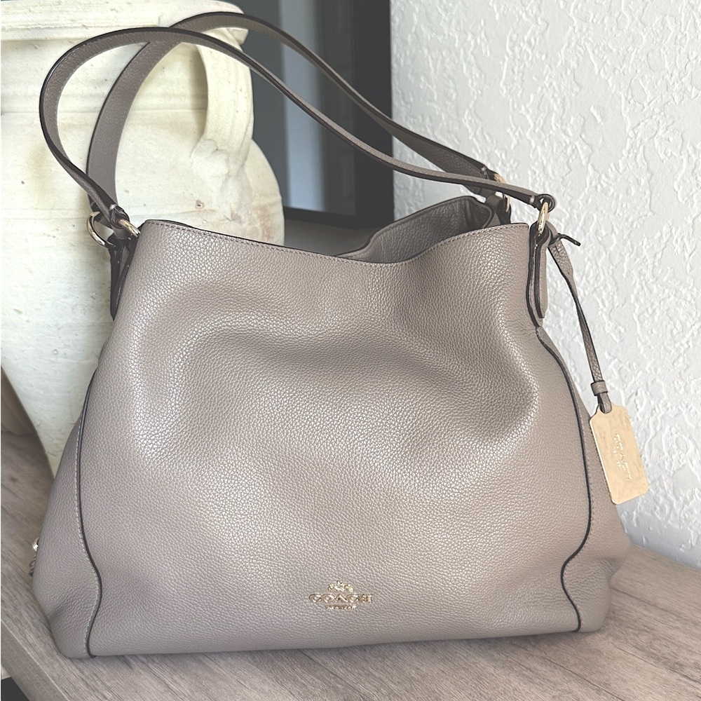 Coach Edie Turnlock Shoulder Bag in Taupe